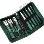 Green 6-18 Pcs Manicure Set With Leather Case Professional Foot And Face Care Tool Kits Stainless Steel Nail Clipper Sets Gift 6