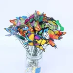 10pcs Colorful Butterfly Stakes, 3D Artificial Butterfly Decor, Garden & Patio Decor, Random Pattern 3