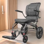 Lightweight Foldable Manual Wheelchair for Elderly - Portable Ergonomic Travel Wheelchair for Daily Mobility