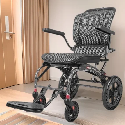 Lightweight Foldable Manual Wheelchair for Elderly - Portable Ergonomic Travel Wheelchair for Daily Mobility