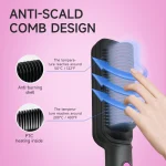 OUDIM Hair Straightener Brush with Six Temperature Settings, Ionic Hair Straightening Brush Flat Iron For Women, Anti-Scald Stra 2