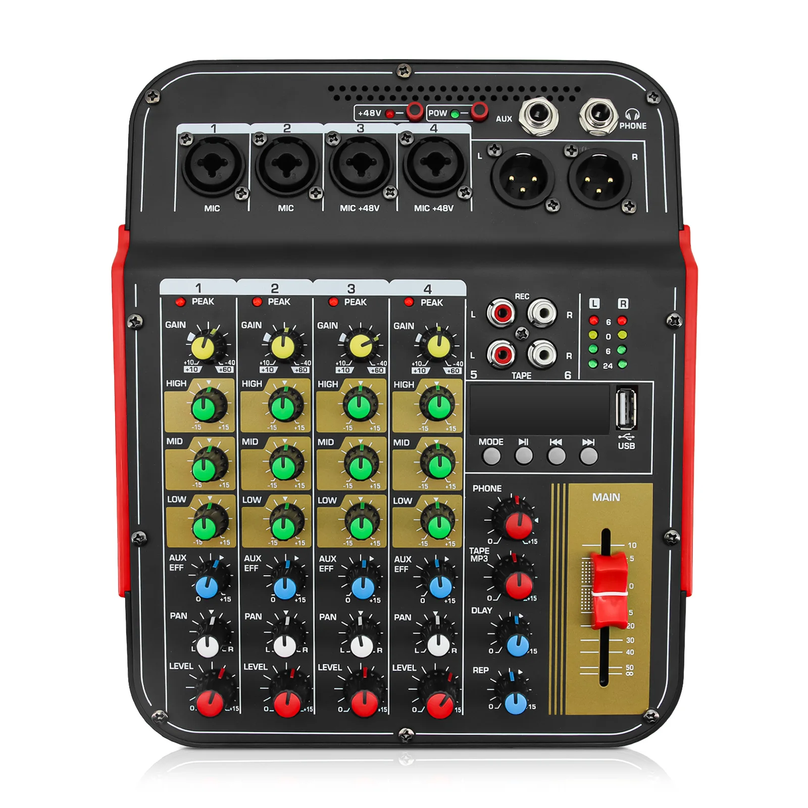 6-Channel Audio Mixer Outdoor Conference Audio USB Bluetooth-compatible Reverb Audio processor Sing Live with Sound Card Mixers 6-Channel Audio Mixer Outdoor Conference Audio USB Bluetooth-compatible Reverb Audio processor Sing Live with Sound Card Mixers