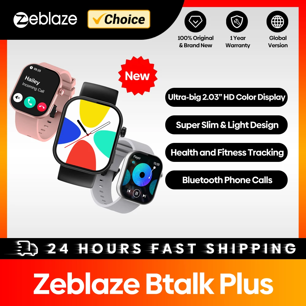 New Zeblaze Btalk Plus Voice Calling Smartwatch 2.03'' HD Color Display Health and Fitness Tracking Smart Watch for Men Women New Zeblaze Btalk Plus Voice Calling Smartwatch 2.03'' HD Color Display Health and Fitness Tracking Smart Watch for Men Women