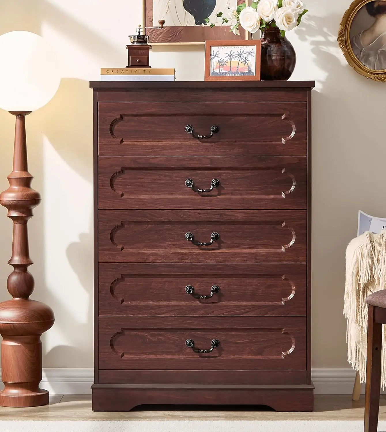 Dresser for Bedroom Farmhouse Cherry Wood Chest of Drawers for Bedroom Dresser, Rustic Wide Drawers Dressers Dresser for Bedroom Farmhouse Cherry Wood Chest of Drawers for Bedroom Dresser, Rustic Wide Drawers Dressers