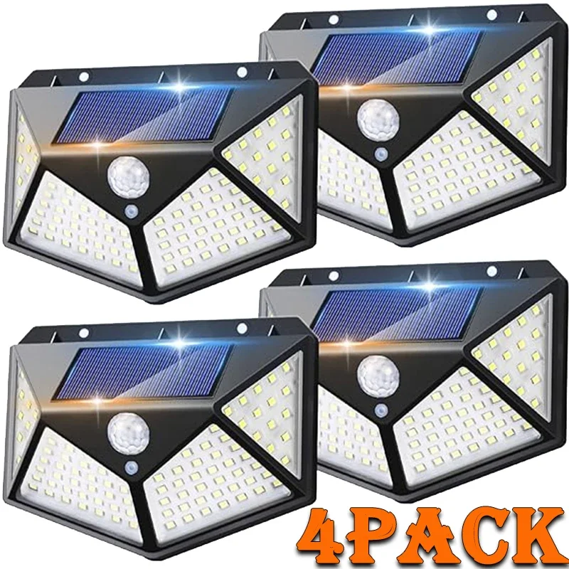 1/2/4Pcs 100 LED Solar Wall Lights Outdoor Solar Lamp Motion Sensor Solar Powered Sunlight Street Light for Garden Night Light 1/2/4Pcs 100 LED Solar Wall Lights Outdoor Solar Lamp Motion Sensor Solar Powered Sunlight Street Light for Garden Night Light
