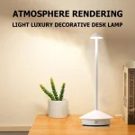 Rechargeable Cone Head Touch Sensor LED Table Lamp - 3 CCT Stepless Dimming for Restaurant Hotel Bedroom Bar Home Decor 4