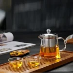 Heat Resistant Glass Teapot With Stainless Steel Coffee Infuser Heated Container Tea Pot Good Clear Kettle Square Filter Baskets 2