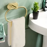 Stainless Steel Towel Holder Self-adhesive Bathroom Towels Rack Black Washhand Hanger Ring Rail Bar Kitchen Storage Accessories 3