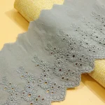 1Y Flower Hollow 11CM Wide Cotton Cloth Lace Trim Fabric Clothes Accessories Cuffs Skirt Hem 4