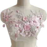 3D Flowers Beaded Lace Fabrics Applique Embroidery Sewing On Patches For Wedding/Evening Dress Clothing Patches Scrapbooking 4