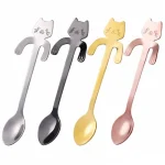 Stainless Steel Coffee Spoon Lovely Cute Cat Shape Teaspoon Dessert Snack Scoop Ice Cream Mini Spoons Tableware Kitchen Tools 6