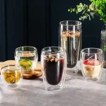 5 Sizes Double Wall Insulated Glass Cup Clear Espresso Coffee Mugs Handmade Beer Mug Tea Milk glass Whiskey Glass Cups Drinkware