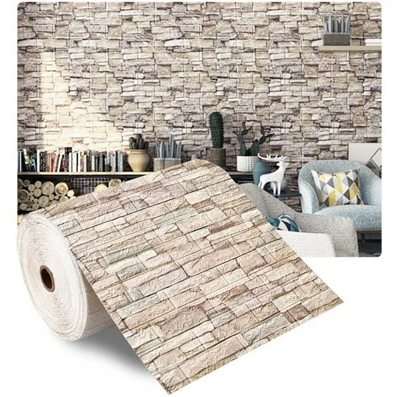 70cmx1m 3D Wall Sticker Imitation Brick Bedroom Home Decor Waterproof Self-adhesive DIY Wallpaper for Living Room 70cmx1m 3D Wall Sticker Imitation Brick Bedroom Home Decor Waterproof Self-adhesive DIY Wallpaper for Living Room