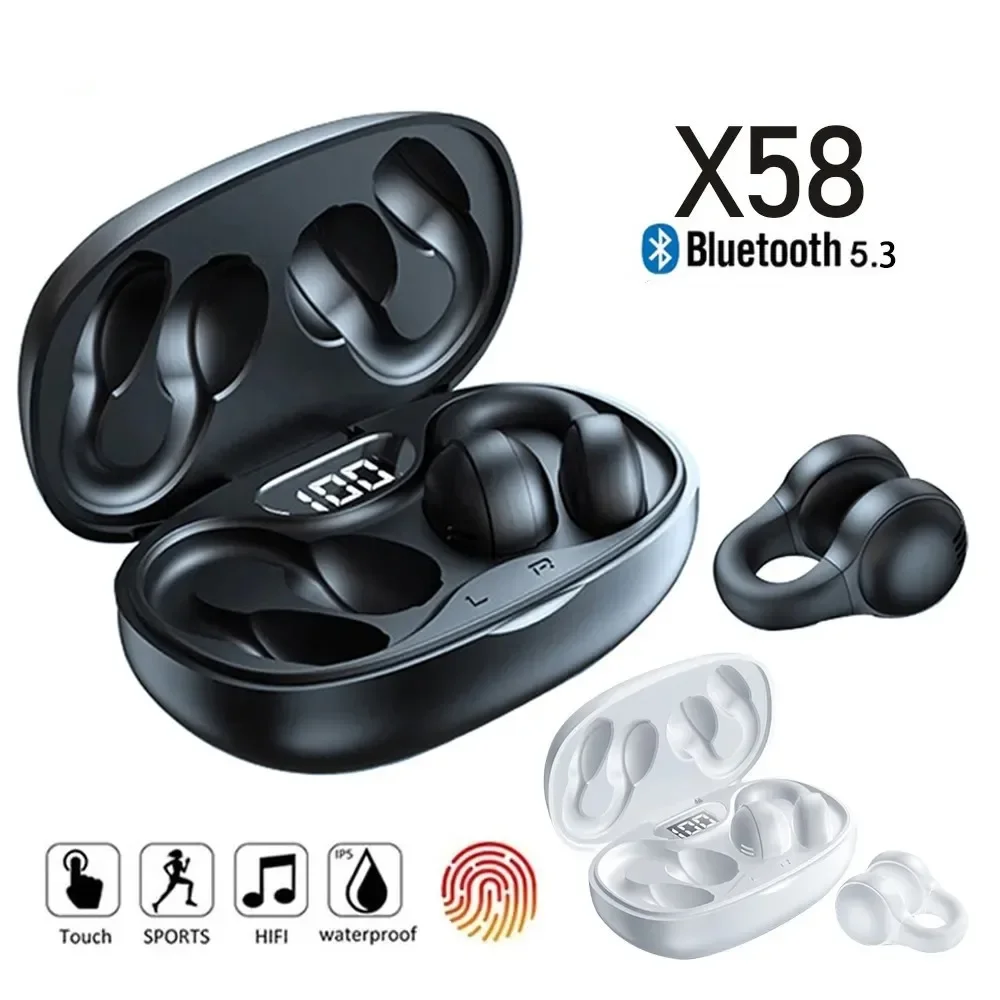 TWS X58 Wireless Bone Conduction Headphones Bluetooth Earphones Waterproof Sports Earbuds Earring Ear Hook With Mic Headset TWS X58 Wireless Bone Conduction Headphones Bluetooth Earphones Waterproof Sports Earbuds Earring Ear Hook With Mic Headset