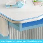 Kids Study Desk Chair Set Height Adjustable Children Writing Table with Reading Stand LED Table Light Bedroom Kid Learning Table 5