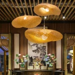 40/60/80cm Bamboo Weaving Chandelier Unique Home Decor LED Pendant Light Handmade Vintage Ceiling Lamp for Dining Living Room 3