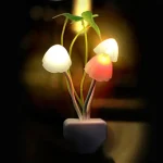 Novelty Mushroom Fungus Night Light EU & US Plug Light Sensor 220V 3 LED Colorful Mushroom Lamp Led Night Lights 2