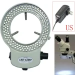 Adjustable 144 LED Ring Light Lamp backlight Illuminated for Industry Stereo Microscope Camera Magnifier AC 100~240V 5