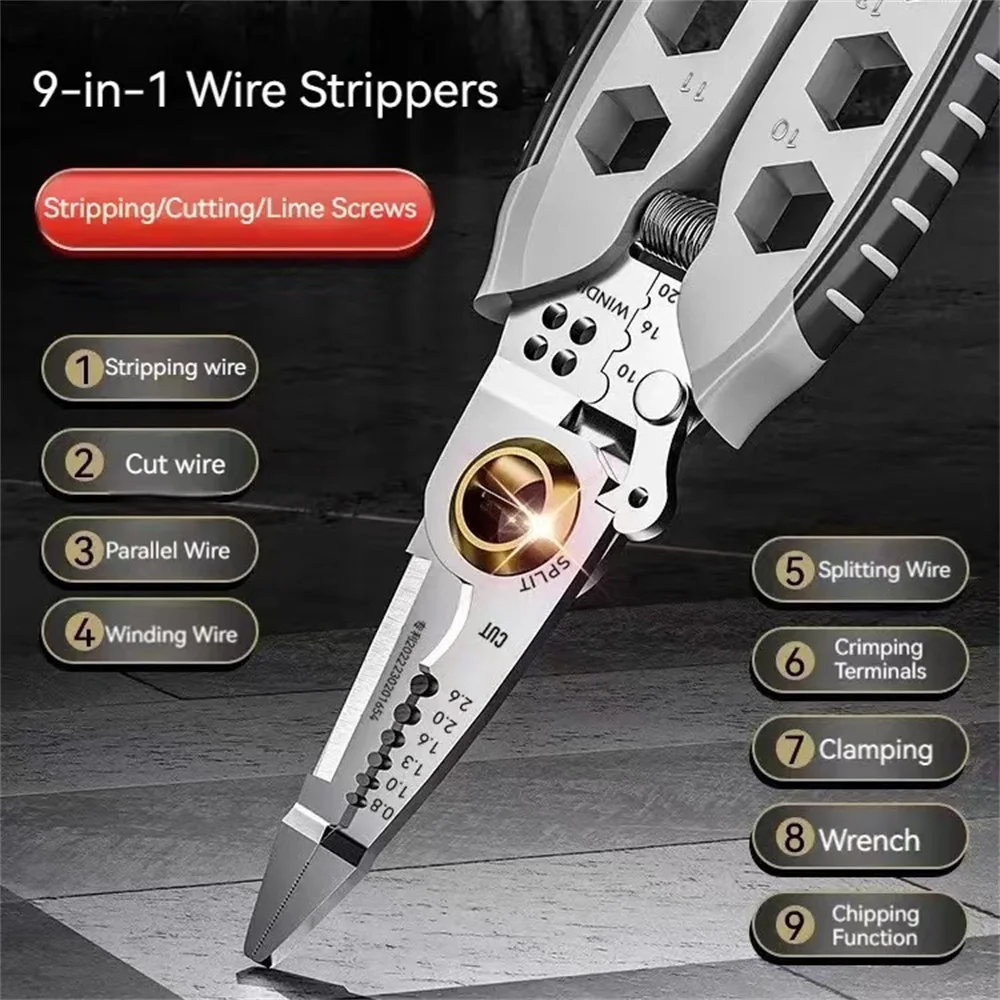 Electrician Pliers with Wire Stripper, Cutter & Separator – Durable Sharp Tool for DIY Cable Repair, Easy to Use, 10-in-1 Design Electrician Pliers with Wire Stripper, Cutter & Separator – Durable Sharp Tool for DIY Cable Repair, Easy to Use, 10-in-1 Design