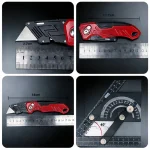 Folding Utility Knife Box Cutter 3-Position Blades Blade Storage Design With Extra 3 Blades Box Knife For Cartons Hand Tools 6