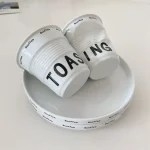 6.7oz Korean Style Cups and Mugs Coffee Mug White Ceramic Nordic Wrinkle Cup 200ml Drinking Coffe Tumbler English Letter 2