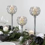 1PC Elegant Gold Silver Metal Glass Candle Holder Tealight Candlestick Christmas Wedding Table Centerpiece Home Decoration 3