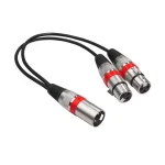 30CM XLR Splitter Male to Dual Female,3 Pin XLR Male to Female Splitter Audio Adapter Cable for Mic Amplifier Speaker Mixer 4