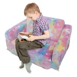 Glow in The Dark Extra Soft Open Couch Convertible Sofa To Lounger Glow in Dark Convertible Plush Foam Chair for Girls and Boys 3