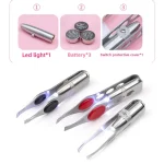 1pcs Hot Sales Portable Stainless Steel Button Cell Smart Design Eyebrow Hair Remove Tweezer with LED Light Makeup Tool 5