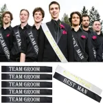 7PCS Bachelorette Sashes Set for Groomsmen,Black Team Groom Sashes for Bachelor  Supplies Wedding party Decorations Favors Gifts
