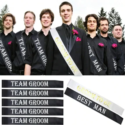 7PCS Bachelorette Sashes Set for Groomsmen,Black Team Groom Sashes for Bachelor  Supplies Wedding party Decorations Favors Gifts
