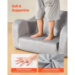 2in1 Kids Sofa, Foldable Toddler Couch with Armrests, Made of 28D Sponge amp Short Pile, Convertible Toddler Chair to Lounger, 6