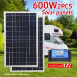 300W 12V Solar Panel Kit Complete Polycrystalline USB Power Portable Outdoor Rechargeable Solar Cell Solar Generator for Home