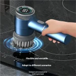 HOMEFISH Electric Spin Scrubber With 5 Replaceable Brush Head, Three-speed Adjustable Handheld Rechargeable Shower Scrubber 2