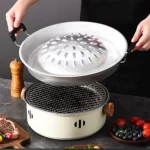 Barbecue Grill Pot Steak Grill Charcoal Pan Multifunctional Aluminum Barbecue Grill Hot Pot for Family Gathering Outdoor Picnics 2