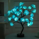 24 LED Rose Tree Lights USB Plug Table Lamp Fairy Flower Night Light For Home Party Christmas Wedding Bedroom Decoration Gift 2