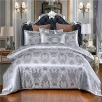 Luxury Satin Jacquard Single Double Duvet Cover Set High End European Wedding King Size Bedding Set Queen Size Quilt Cover Set 2