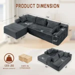 108-inch L-Shape Modular Sectional Sofa with Chaise, Cloud-Soft Corduroy Fluffy Couch for Comfortable Living Room Seating 3