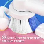 Rotating Electric Toothbrush, 3 Modes USB Fast Rechargeable Rotary Electric Toothbrush with Timer, Travel Case and 2 Brush Heads 5