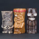Hawaii Ceramic Tiki Mug Creative Cocktail Cup Easter Island Tiki Mugs Halloween Gift for Bar Tool 4