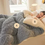 High End Thickened Winter Warm Spring Blankets for Beds Artificial Lamb Cashmere Weighted Blanket Thicker Warmth Duvet Quilt 4