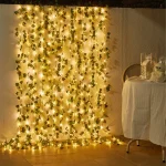 Flower Green Leaf String Lights Artificial Vine Fairy Lights Battery Powered Christmas Tree Garland Light for Weeding Home Decor 2