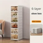Stackable Shoe Organizer -Dustproof Storage Cabinet with Doors - Durable Plastic Boot and Accessory Rack 5