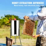 SucceBuy Manual Honey Stainless Steel Beekeep Extractor Honeycomb Drum Spinner with Lid Adjustable Apiary Centrifuge Equipment 5