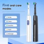Smart Rotating Timing Electric Toothbrush, Rechargeable Rotary Toothbrush with 4 Heads, 5 Modes Setting Teeth Whitening Oral Car 4