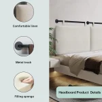 Wall Mounted Upholstered Headboard with Linen Fabric, Beige King Size for Bedroom Decor 6