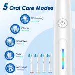3D Rotating Electric Toothbrush 5 Modes USB Fast Rechargeable Rotary Electric Toothbrush with Travel Case 4 Brush Heads 4
