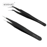 MEISHENJIE 1PC Stainless Steel Curved Straight Eyebrow False Eyelash Tweezers Nail Art Extension Makeup Tool Eeyelashes Tweezers 5