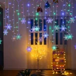 3.2M Christmas Snowflakes LED String Lights Flashing Fairy Curtain Lights Waterproof For Holiday Party Wedding Xmas Decoration 2