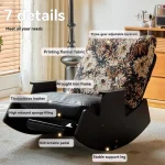 Solid wood retro rocking chair, balcony lounge chair, lazy sofa chair, living room adult leisure chair, single rocking chair 4